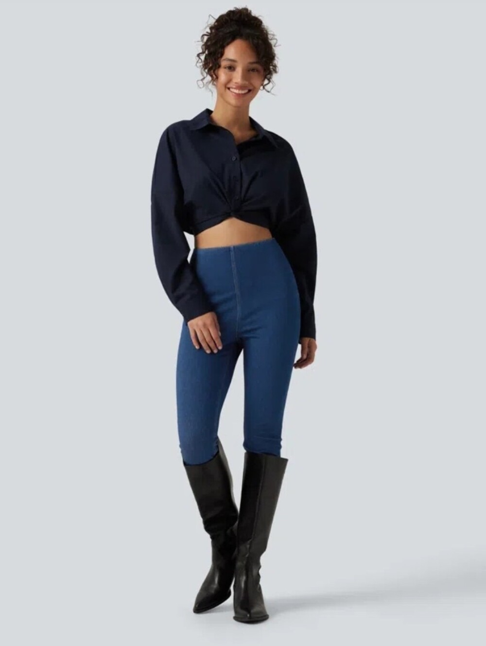 Halara Flex High Waisted Tummy Control Denim Casual Leggings Size XSmall